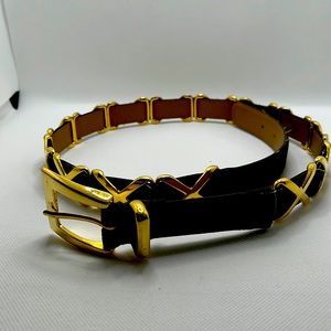 Brown Suede gold trim belt